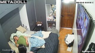 Brunette and brunet turned off the lamp, not knowing the watcher still saw