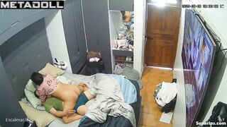 Brunette and brunet turned off the lamp, not knowing the watcher still saw