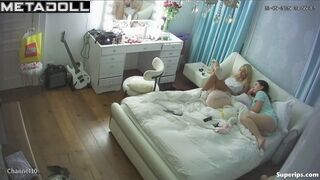 Besties chilling on the bed together, home video, look