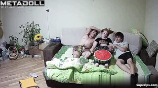 It was her first threesome but she pleased guys very good