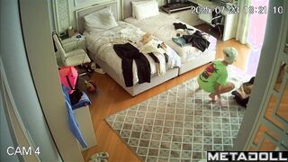 Two girls are not shy to walk fully naked in front of each other