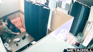 Young asian slut took their clients in the cafe, public video