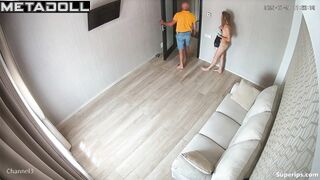 Hidden cam fixed hot love between slim lady and her bald man