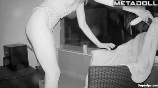 European girl masturbates on the balcony while her boyfriend sleeps