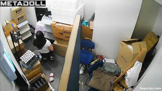 Asian lady changing clothes for a work shift, solo