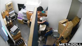 Asian lady changing clothes for a work shift, solo