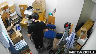Asian lady changing clothes for a work shift, solo