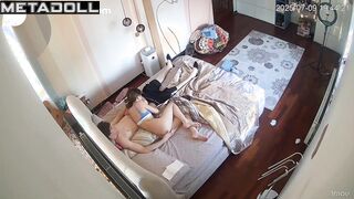 Skinny young cutie without panties gives her boyfriend a blowjob
