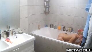 Sexy lesbians try out their new purchase - a long black dildo