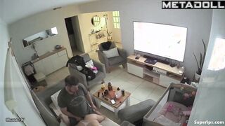 Husband masturbates while watching porn and attacks his wife
