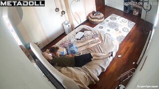 Boyfriend massages and caresses his young girlfriend's buttocks
