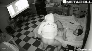 A cunning wife aroused her husband's penis while he was watching TV