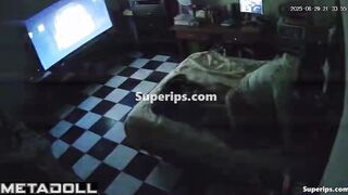 A cunning wife aroused her husband's penis while he was watching TV