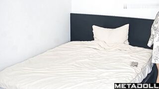 The beauty lubricated her shaved pussy and inserted an anal plug into it