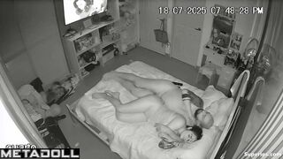 A tattooed, bearded man arouses his voluptuous lover
