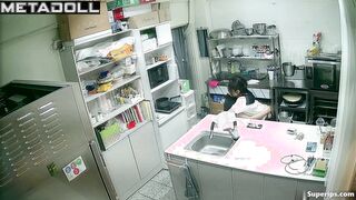 A young Korean couple had a quickie in the kitchen