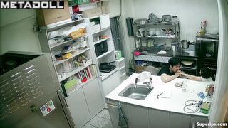A young Korean couple had a quickie in the kitchen
