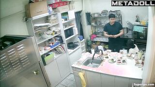 A young Korean couple had a quickie in the kitchen