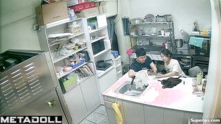 A young Korean couple had a quickie in the kitchen