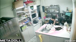 A young Korean couple had a quickie in the kitchen