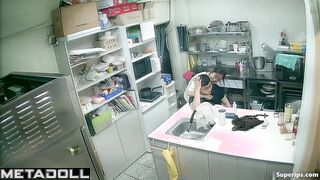 A young Korean couple had a quickie in the kitchen