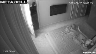 The beauty kept her husband awake by putting her butt against his penis