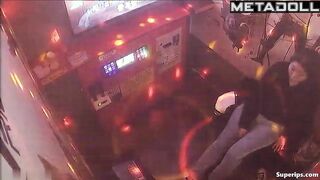 Asian teens enjoying music and kisses in the karaoke club
