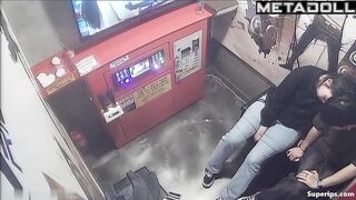 Asian teens enjoying music and kisses in the karaoke club