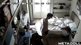 A guy actively fucks his curly-haired girlfriend in the doggystyle position