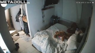 The horny husband started hitting on his wife as soon as she got into bed