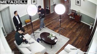 Skinny Asian sex model dresses up in chic lingerie for a porn shoot