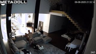 A married couple plays sex games in the hall of their villa