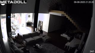 A married couple plays sex games in the hall of their villa