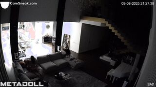A married couple plays sex games in the hall of their villa