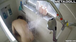Secret video of a naked girl washing herself in the shower