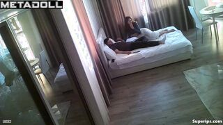 A skinny girl loves to relax with her boyfriend with her tits exposed