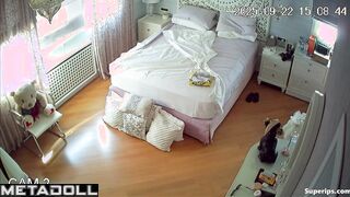 A teenage girl prefers to relax at home without wearing panties