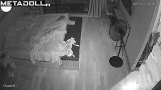 A temperamental girl actively plays with her bearded husband's cock