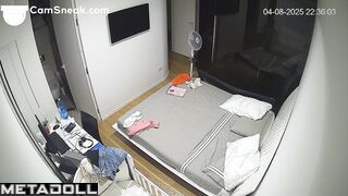 Boyfriend plays with brunette's tits before sweet blowjob