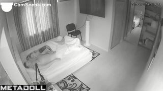 A skinny tattooed beauty actively licks her boyfriend's penis head