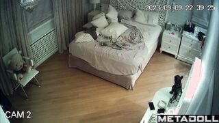Busty girl dressing in her cute bedroom without thinking about anything