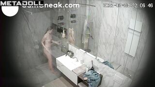 She washes her beautiful body and doesn't suspect anything