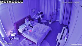 It is her evening routine before bed / hidden camera