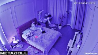 It is her evening routine before bed / hidden camera