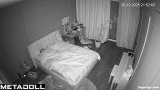 It is her evening routine before bed / hidden camera