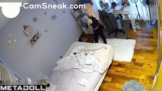 Solo hidden video - young lady dressing for a party with friends