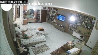 Lazy missionary in the living room between spouses