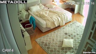 Sexy teen girl relaxes without panties with her shaved pussy lubricated