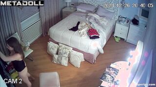 Young cutie with a seductive body undresses during a phone call