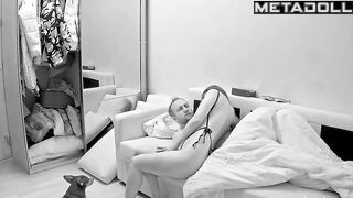 A beauty in sexy lingerie rubs her wet pussy against her partner's face